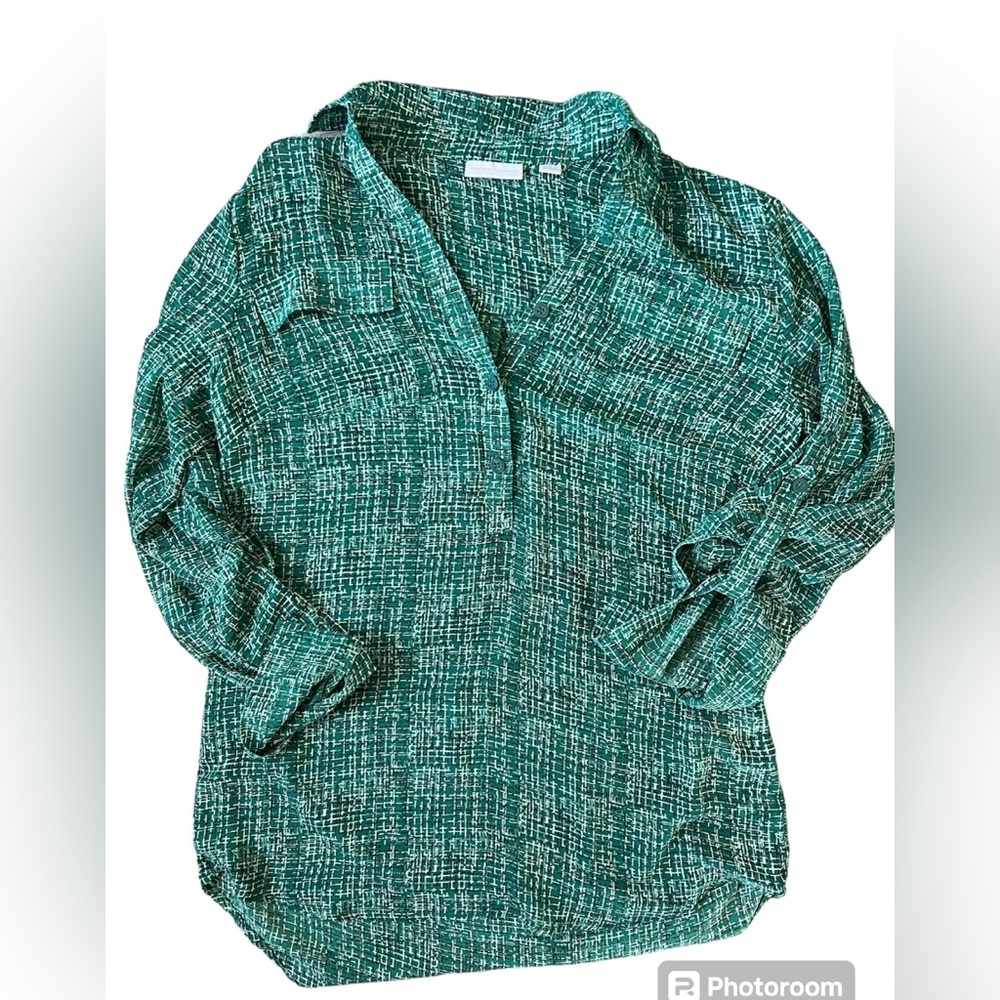 New York & Company Sheer Green Blouse